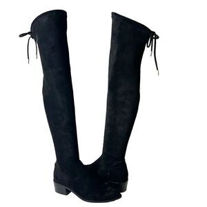 Dolce Vita Women's 6 Black Faux Suede Over The Knee Casual Boots Zip Up Low Heel